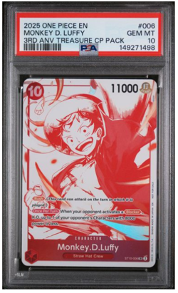2025 ONE PIECE 3RD ANNIVERSARY TREASURE CAMPAIGN #006 MONKEY D. LUFFY PSA 10 - Image 1