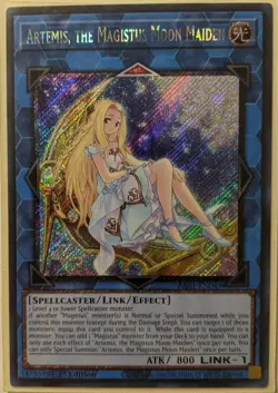 YuGiOh Artemis, the Magistus Moon Maiden Platinum Secret Rare 1st Ed RA01-EN049 - Image 1