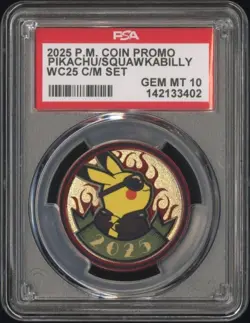 Pokemon Pikachu Rockabilly World Championship 2025 Coin LOW POP PSA 10 Gem Mint - Image 1