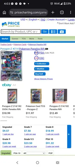 Pokemon TCG Porygon-Z 214/182 Paradox Rift NM/M Condition - Image 3