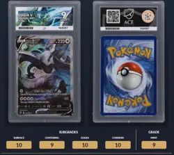 Pokemon TCG Lugia v Silver Tempest 186/195 3x10 Sub Grades. Ace 9 - Image 1
