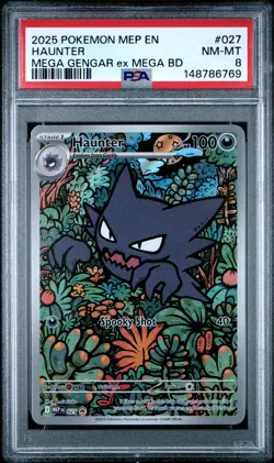 2025 POKEMON MEP EN-ME BLACK STAR PROMO #027 HAUNTER PSA 8 - Image 1
