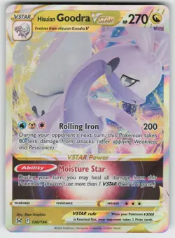 Hisuian Goodra VSTAR 136/196 Holo VSTAR Rare Lost Origin Pokemon Holo Near Mint - Image 1