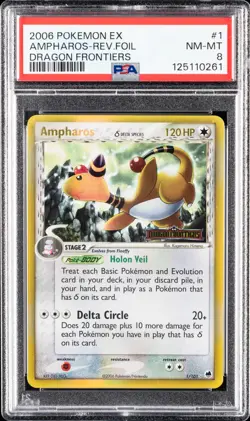 Pokemon Ampharos 1/101 Reverse Holo EX Dragon Frontiers - PSA 8 - Image 1