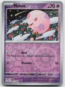 Munna 035/086 Common Black Bolt Pokemon Reverse Holo Near Mint - Image 1
