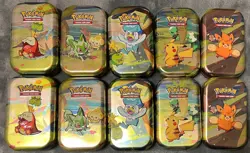 Lot of 10 Pokemon TCG Paldea Friends Empty Mini Tins w/ Stickers & Art -No Packs - Image 1