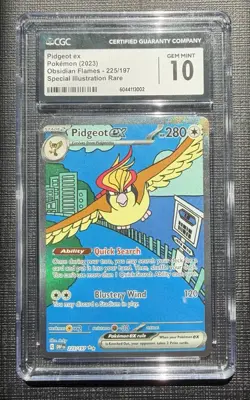 Pidgeot Ex 225/197 - Obsidian Flames - SIR - CGC Gem Mint 10 Pokemon Card TCG - Image 1