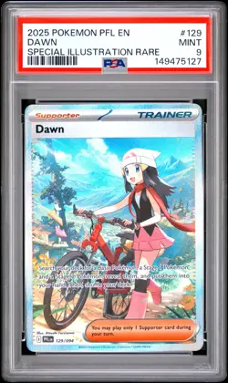 2025 POKEMON PFL EN-PHANTASMAL FLAMES SPECIAL ILLUSTRATION RARE #129 DAWN PSA 9 - Image 1