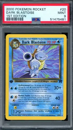 PSA 9 Pokemon 2000 1st Edition Team Rocket Dark Blastoise Rare #20 - Image 1
