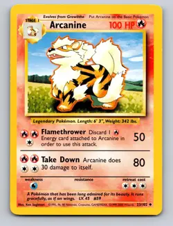 ARCANINE 23/102 UC BASE SET UNLIMITED POKEMON NM - Image 1