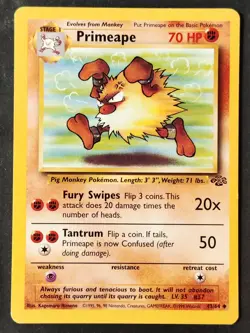 Primeape 43/64 ✰Vintage✰ Jungle Set Regular, WOTC Pokemon 1999 •MP - Image 1