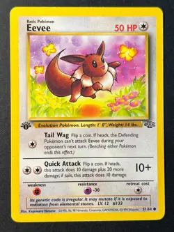 Eevee 51/64 1st edition Jungle Common WOTC Pokemon Card B LP - Image 1