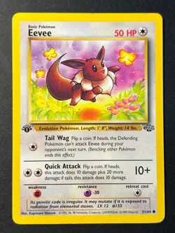 Eevee 51/64 1st edition Jungle Common WOTC Pokemon Card LP - Image 1