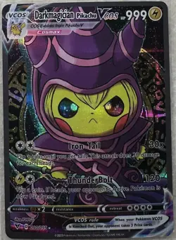 *CUSTOM* Pokemon Darkmagician Pikachu VCOS - Custom Hand Made Full Art Holo- NM - Image 1