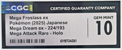 Mega Froslass ex 224/193 CGC 10 Japanese Mega Dream ex Pokemon Slab - Image 2