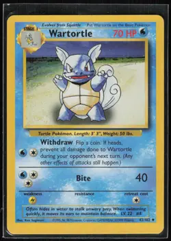 Wartortle 42/102 Uncommon Base Set Unlimited Pokemon Lightly Played - Image 1