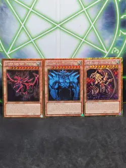 Yugioh God Card Set PGLD Gold Secret Rare NM Slifer Obelisk Ra - Image 1
