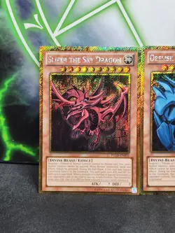 Yugioh God Card Set PGLD Gold Secret Rare NM Slifer Obelisk Ra - Image 2