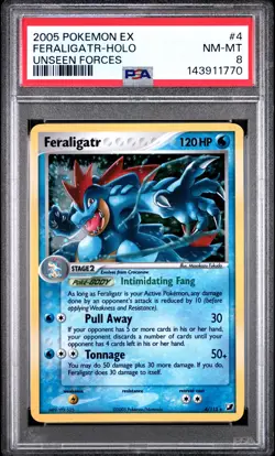 2005 POKEMON EX UNSEEN FORCES #4 FERALIGATR-HOLO PSA 8 - Image 1