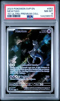 2023 POKEMON SVP EN-SV 151 UPC BLACK STAR PROMO #052 MEWTWO PSA 8 - Image 1