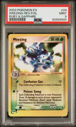 2003 POKEMON EX RUBY & SAPPHIRE #24 WEEZING-REV.FOIL PSA 9 MINT LOW POP - Image 1