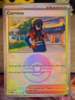 Carmine 103/131 Uncommon Prismatic Evolutions Pokemon Poke Ball Holo Near Mint - Image 1