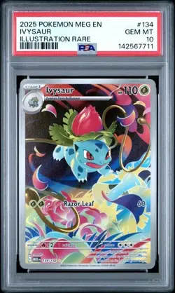 2025 POKEMON MEG EN-MEGA EVOLUTION ILLUSTRATION RARE #134 IVYSAUR PSA 10 - Image 1