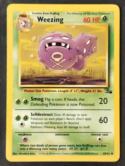 Weezing 45/62 ✰Vintage✰ Fossil Set Regular, WOTC Pokemon 1999 •LP - Image 1