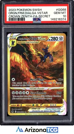 Pokemon 2023 Origin Forme Dialga VSTAR GG68/GG70 SR Crown Zenith GEM MINT PSA 10 - Image 1