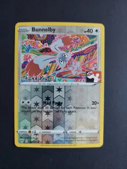 Pokemon TCG Bunnelby 150/189 Darkness Ablaze "Thank you" Stamped Promo LP - Image 1