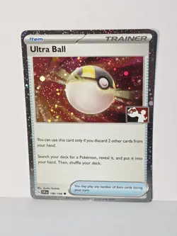 Ultra Ball 196/198 Cosmos Holo Swirl- Pokemon Play! Prize Pack Series Stamped NM - Image 1