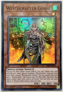 IGAS-EN021 Witchcrafter Genni - Super Rare 1st Edition Lightly Played YuGiOh - Image 1