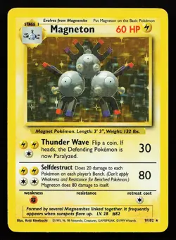 Magneton 9/102 Holo Rare Additional Ink ERROR Base Set Pokemon Card - Image 1