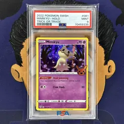 PSA 9 MINT 2022 Pokemon Trick or Trade MIMIKYU #081 Holo Stamped - Image 2