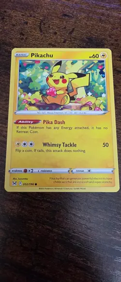 Pikachu 052/196 Common Lost Origin Pokemon Near Mint - Image 1