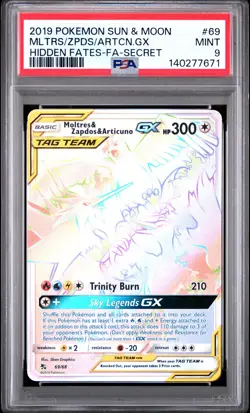 2019 POKEMON SUN & MOON HIDDEN FATES #69 MLTRS/ZPDS/ARTCN.GX SECRET PSA 9 - Image 1