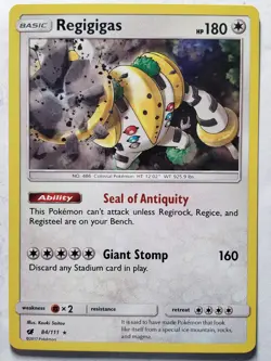 HOLO Regigigas 84/111 VLP / NM Crimson Invasion Sun Moon Pokemon Card - Image 1