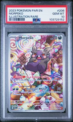2023 POKEMON PAR EN-PARADOX RIFT ILLUSTRATION RARE #206 MORPEKO PSA 10 - Image 1