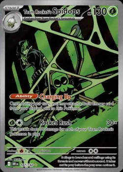 TEAM ROCKET'S SPIDOPS 187/182 HOLO Illustration Rare Destined Rivals NM Pokemon - Image 1