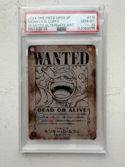 2024 One Piece Monkey D. Luffy Wanted Alternate Art OP05-119 JP PSA 10 - Image 1