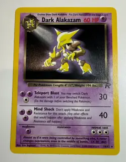 Pokemon Card ~ Dark Alakazam 18/82 Unlimited Non Holo Rare ~ Team Rocket ~ NM - Image 1