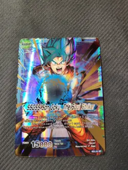 1x MP Dragon Ball Super SSGSS Son Goku, The Soul Striker SD1-01 ST Card WEAR - Image 1