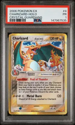 2006 POKEMON EX CRYSTAL GUARDIANS #4 CHARIZARD-HOLO PSA 1 - Image 1