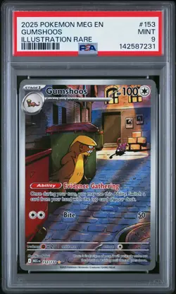 2025 POKEMON MEG EN-MEGA EVOLUTION ILLUSTRATION RARE #153 GUMSHOOS PSA 9 - Image 1
