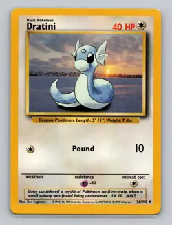 Dratini 26/102 Uncommon Pokemon TCG WOTC Unlimited Base Set Light Play LP - Image 1
