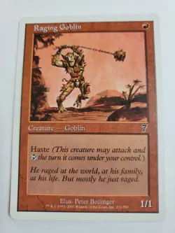MTG Magic The Gathering Card Raging Goblin Creature Goblin Red Seventh Edition - Image 1