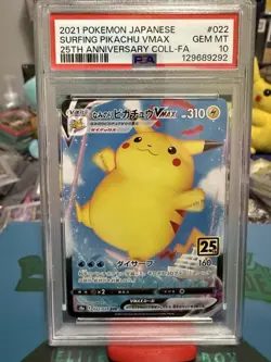 Pokemon Surfing Pikachu VMAX 022/028 RRR 25th Anniversary Psa 10 Japanese - Image 1