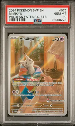 2024 POKEMON PALDEAN FATES POKEMON CENTER ETB PROMO SVP #075 MIMIKYU PSA 10 - Image 1