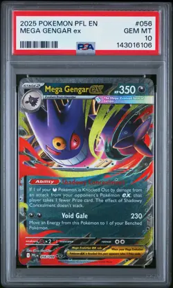 2025 POKEMON PFL EN-PHANTASMAL FLAMES #056 MEGA GENGAR EX PSA 10 - Image 1