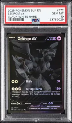 2025 POKEMON BLK EN-BLACK BOLT BLACK WHITE RARE #172 ZEKROM EX PSA 10 - Image 1